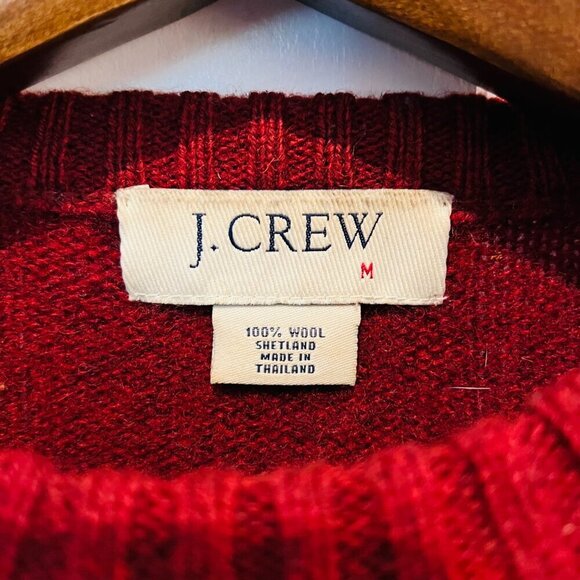 Vintage 90s J CREW Men's Shetland Wool Fisherman Crewneck Sweater Boxy Medium - Picture 15 of 16